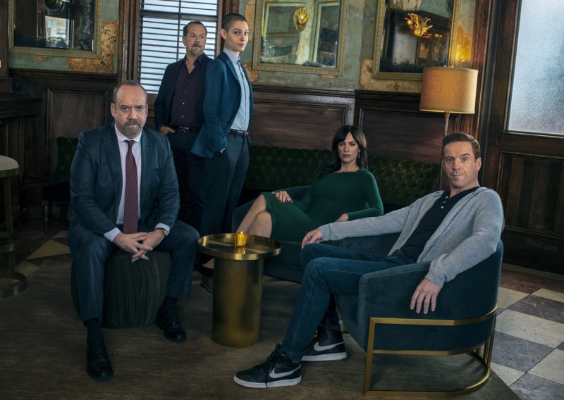 Cast of Billions on Showtime Sitting in an Office