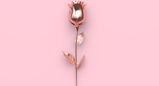 3d rendering abstract metallic rose pink background valentine concept