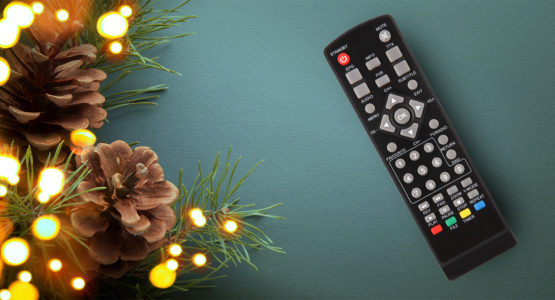 TV remote used for watching holiday movies