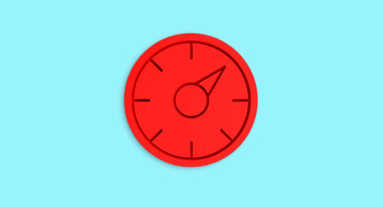 Red clock face